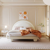 Elegant Beige Solid Pine Wood Bed - Durable & Stylish Addition to Your Bedroom fbby-1396